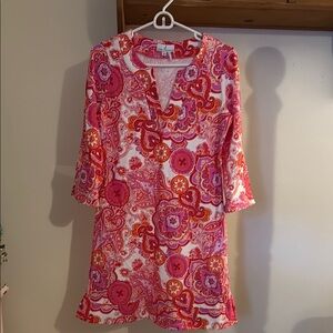 Jude Connally Vibrant Pink and Orange Paisley Dress